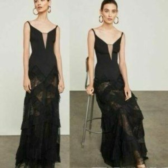 NWT BCBGMAXAZRIA Avaline Elegant Black Lace Evening Dress - Picture 12 of 13